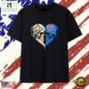 New Orleans Saints x Louisiana Tech Bulldogs skulls face to face heart shape T Shirt , Stylish 2D Graphic Shirt New Orleans Saints X Louisiana Tech Bulldogs Skulls Face TO Face Heart Shape T Shirt