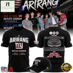 New York Giants x BTS WORLD TOUR ARIRANG 2026 T Shirt , Popular 3D Music Tee New York Giants X Bts World Tour Arirang 2026 T Shirt