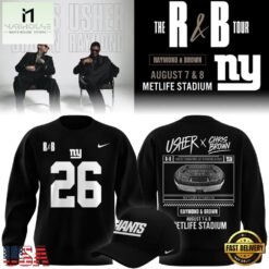 New York Giants x Usher & Chris Brown 2026 Limited Edition Black Sweatshirt , Popular 3D Music Tee New York Giants X Usher Chris Brown 2026 Limited Edition Black Sweatshirt