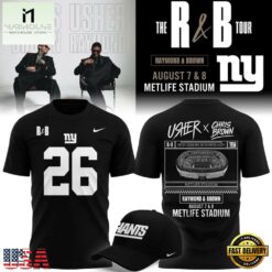 New York Giants x Usher & Chris Brown 2026 Limited Edition Black T Shirt , Popular 3D Music Tee New York Giants X Usher Chris Brown 2026 Limited Edition Black T Shirt