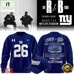 New York Giants x Usher & Chris Brown 2026 Limited Edition Blue Sweatshirt , Popular 3D Music Tee New York Giants X Usher Chris Brown 2026 Limited Edition Blue Sweatshirt