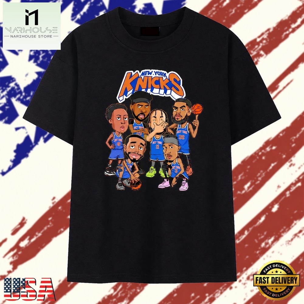 New York Knicks Playoff Nba Players Caricature Cartoon T Shirt , Stylish 2D Graphic Shirt New York Knicks Playoff Nba Players Caricature Cartoon T Shirt , Stylish 2D Graphic Shirt