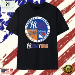 New York Yankees Giants Knicks Rangers four teams circle logo T Shirt , Stylish 2D Graphic Shirt New York Yankees Giants Knicks Rangers Four Teams Circle Logo T Shirt