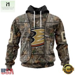 NHL Anaheim Ducks Specialized Unisex Vest Kits With Realtree Camo Hoodie, T Shirt, NHL 3D Game Day Tee Nhl Anaheim Ducks Specialized Unisex Vest Kits With Realtree Camo Hoodie T Shirt 1