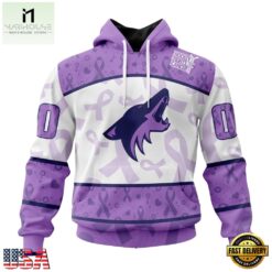 NHL Arizona Coyotes Special Lavender Fight Cancer Hoodie, T Shirt , NHL 3D Game Day Tee Nhl Arizona Coyotes Special Lavender Fight Cancer Hoodie T Shirt 1