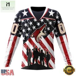 NHL Arizona Coyotes Specialized Kits For Honor USS Military Hoodie, T Shirt , NHL 3D Game Day Tee Nhl Arizona Coyotes Specialized Kits For Honor Uss Military Hoodie T Shirt 3
