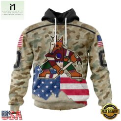 NHL Arizona Coyotes Specialized Kits For United State With Camo Color Hoodie, T Shirt , NHL 3D Game Day Tee Nhl Arizona Coyotes Specialized Kits For United State With Camo Color Hoodie T Shirt 1