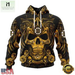 NHL Boston Bruins Special Design Halloween With Skull Art Hoodie, T Shirt , NHL 3D Game Day Tee Nhl Boston Bruins Special Design Halloween With Skull Art Hoodie T Shirt 1