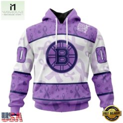 NHL Boston Bruins Special Lavender Fight Cancer Hoodie, T Shirt , NHL 3D Game Day Tee Nhl Boston Bruins Special Lavender Fight Cancer Hoodie T Shirt 1