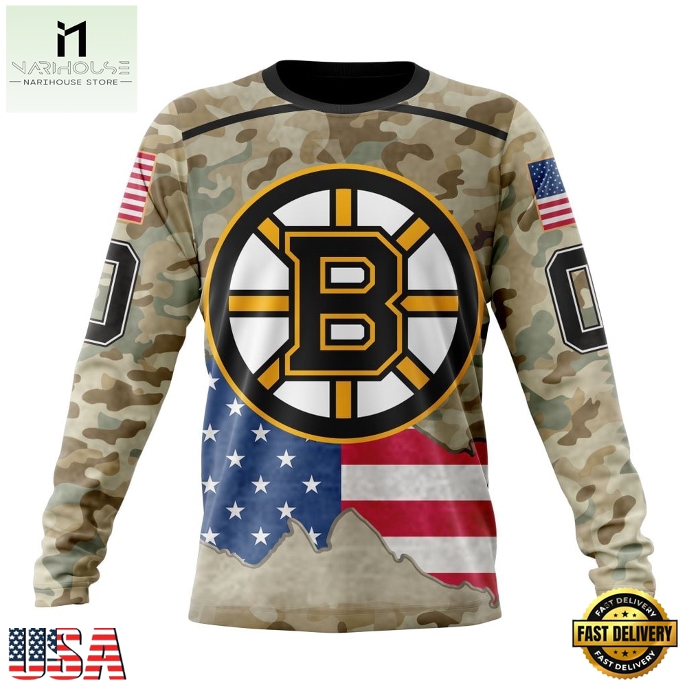 NHL Boston Bruins Specialized Kits For United State With Camo Color Hoodie, T Shirt , NHL 3D Game Day Tee Nhl Boston Bruins Specialized Kits For United State With Camo Color Hoodie T Shirt 3