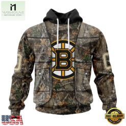 NHL Boston Bruins Specialized Unisex Vest Kits With Realtree Camo Hoodie, T Shirt, NHL 3D Game Day Tee Nhl Boston Bruins Specialized Unisex Vest Kits With Realtree Camo Hoodie T Shirt 1