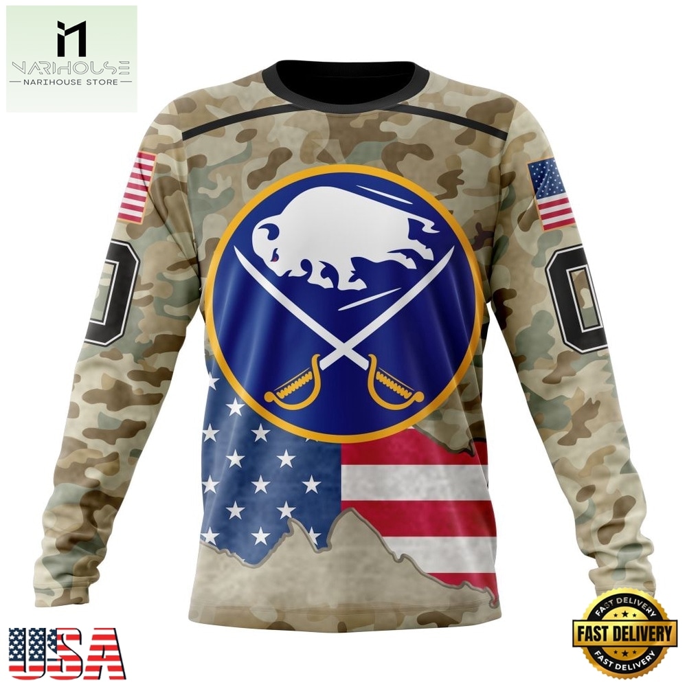 NHL Buffalo Sabres Specialized Kits For United State With Camo Color Hoodie, T Shirt , NHL 3D Game Day Tee Nhl Buffalo Sabres Specialized Kits For United State With Camo Color Hoodie T Shirt 3