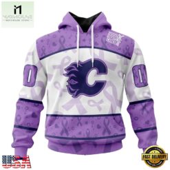 NHL Calgary Flames Special Lavender Fight Cancer Hoodie, T Shirt , NHL 3D Game Day Tee Nhl Calgary Flames Special Lavender Fight Cancer Hoodie T Shirt 1