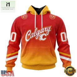 NHL Calgary Flames Special Retro Gradient Design Hoodie, T Shirt, NHL 3D Game Day Tee Nhl Calgary Flames Special Retro Gradient Design Hoodie T Shirt 1