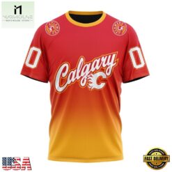 NHL Calgary Flames Special Retro Gradient Design Hoodie, T Shirt, NHL 3D Game Day Tee Nhl Calgary Flames Special Retro Gradient Design Hoodie T Shirt 4