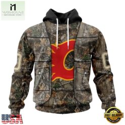 NHL Calgary Flames Specialized Unisex Vest Kits With Realtree Camo Hoodie, T Shirt, NHL 3D Game Day Tee Nhl Calgary Flames Specialized Unisex Vest Kits With Realtree Camo Hoodie T Shirt 1