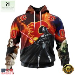 NHL Calgary Flames x Star War Specialized Design Hoodie, T Shirt , NHL 3D Game Day Tee Nhl Calgary Flames X Star War Specialized Design Hoodie T Shirt 1