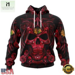 NHL Chicago Blackhawks Special Design Halloween With Skull Art Hoodie, T Shirt , NHL 3D Game Day Tee Nhl Chicago Blackhawks Special Design Halloween With Skull Art Hoodie T Shirt 1