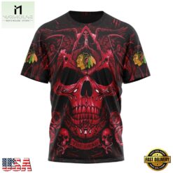 NHL Chicago Blackhawks Special Design Halloween With Skull Art Hoodie, T Shirt , NHL 3D Game Day Tee Nhl Chicago Blackhawks Special Design Halloween With Skull Art Hoodie T Shirt 4