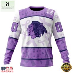NHL Chicago Blackhawks Special Lavender Fight Cancer Hoodie, T Shirt , NHL 3D Game Day Tee Nhl Chicago Blackhawks Special Lavender Fight Cancer Hoodie T Shirt 4