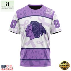 NHL Chicago Blackhawks Special Lavender Fight Cancer Hoodie, T Shirt , NHL 3D Game Day Tee Nhl Chicago Blackhawks Special Lavender Fight Cancer Hoodie T Shirt 5
