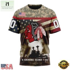 NHL Chicago BlackHawks Specialized Unisex Kits Remember Pearl Harbor Hoodie, T Shirt , NHL 3D Game Day Tee Nhl Chicago Blackhawks Specialized Unisex Kits Remember Pearl Harbor Hoodie T Shirt 4