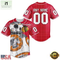 NHL Chicago BlackHawks x BB 8 D Star War Baseball Jersey , NHL Graphic Baseball Jersey Nhl Chicago Blackhawks X BB 8 D Star War Baseball Jersey 1