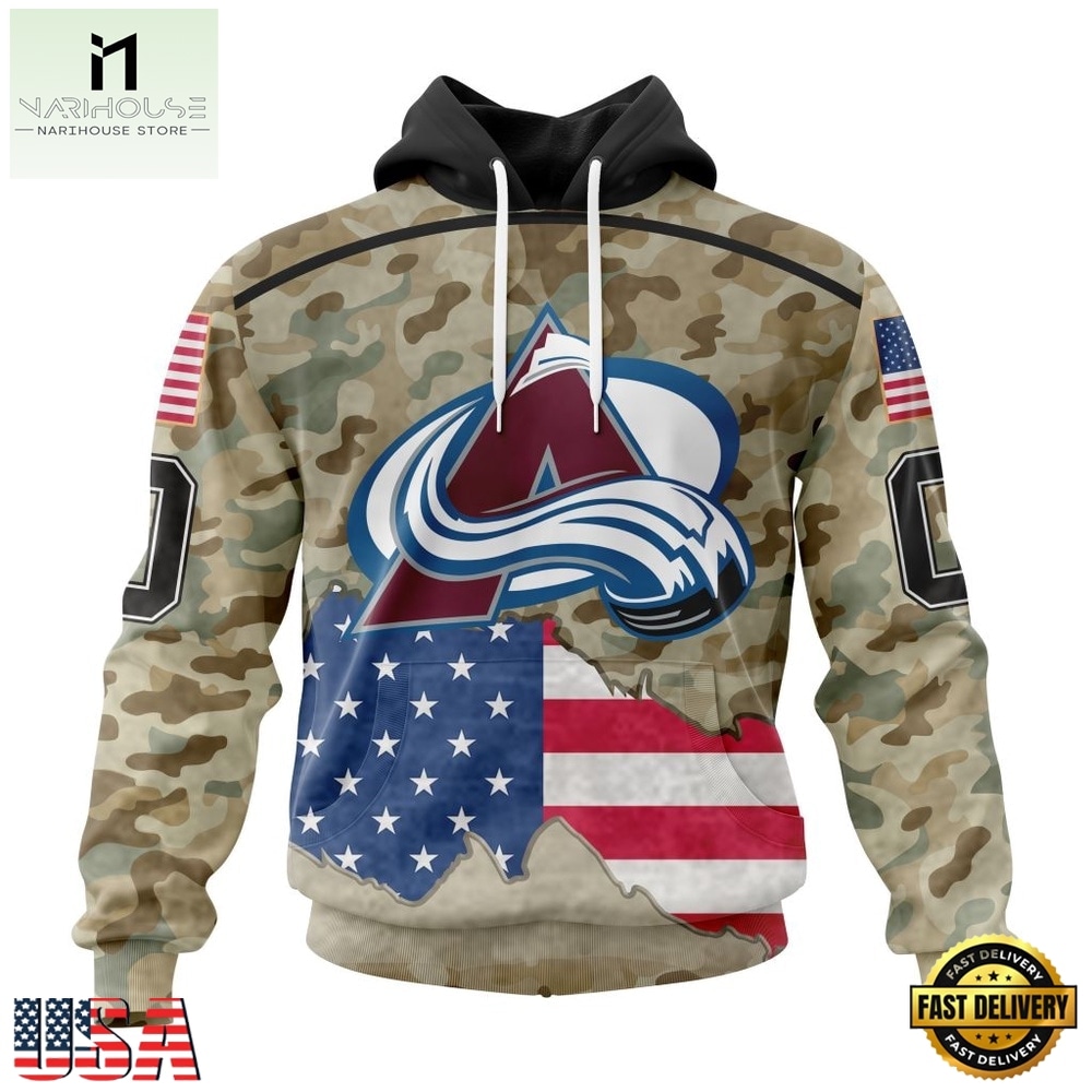 NHL Colorado Avalanche Specialized Kits For United State With Camo Color Hoodie, T Shirt , NHL 3D Game Day Tee Nhl Colorado Avalanche Specialized Kits For United State With Camo Color Hoodie T Shirt 1