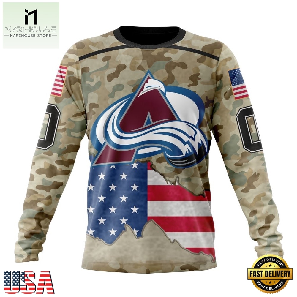 NHL Colorado Avalanche Specialized Kits For United State With Camo Color Hoodie, T Shirt , NHL 3D Game Day Tee Nhl Colorado Avalanche Specialized Kits For United State With Camo Color Hoodie T Shirt 3