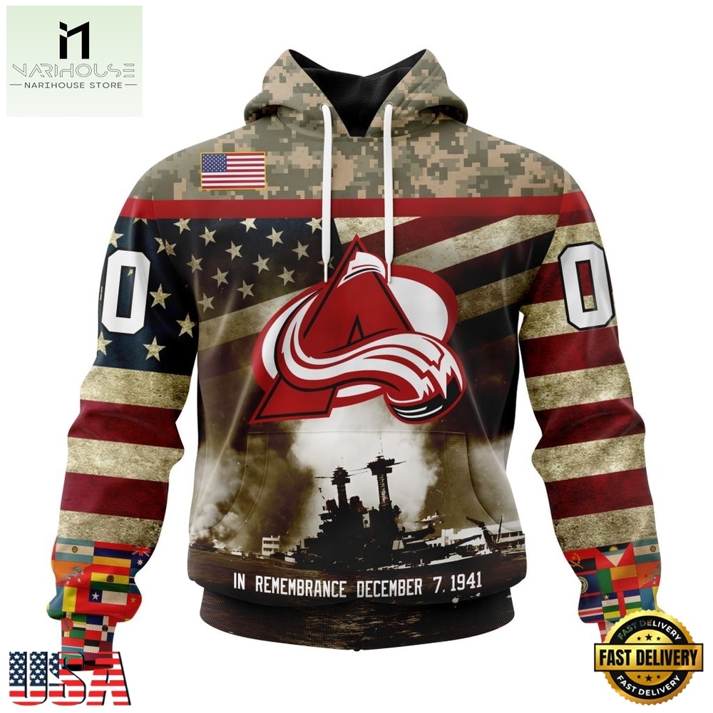 NHL Colorado Avalanche Specialized Unisex Kits Remember Pearl Harbor Hoodie, T Shirt , NHL 3D Game Day Tee Nhl Colorado Avalanche Specialized Unisex Kits Remember Pearl Harbor Hoodie T Shirt 1