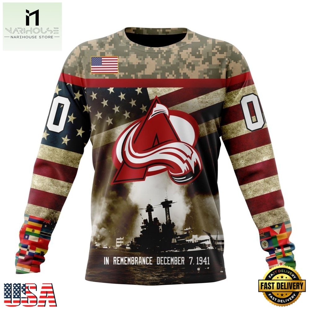 NHL Colorado Avalanche Specialized Unisex Kits Remember Pearl Harbor Hoodie, T Shirt , NHL 3D Game Day Tee Nhl Colorado Avalanche Specialized Unisex Kits Remember Pearl Harbor Hoodie T Shirt 3