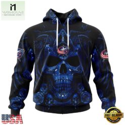 NHL Columbus Blue Jackets Special Design Halloween With Skull Art Hoodie, T Shirt , NHL 3D Game Day Tee Nhl Columbus Blue Jackets Special Design Halloween With Skull Art Hoodie T Shirt 1