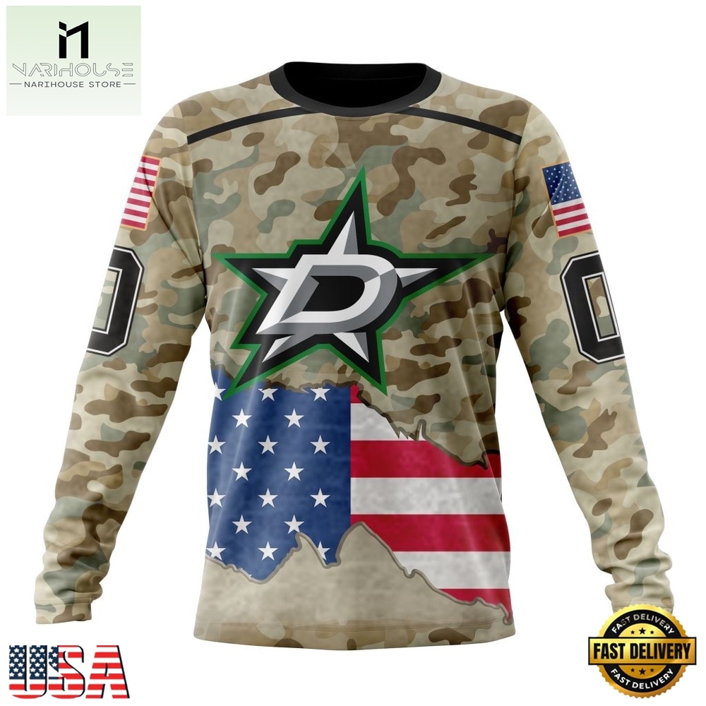 NHL Dallas Stars Specialized Kits For United State With Camo Color Hoodie, T Shirt , NHL 3D Game Day Tee Nhl Dallas Stars Specialized Kits For United State With Camo Color Hoodie T Shirt 3