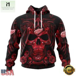 NHL Detroit Red Wings Special Design Halloween With Skull Art Hoodie, T Shirt , NHL 3D Game Day Tee Nhl Detroit Red Wings Special Design Halloween With Skull Art Hoodie T Shirt 1