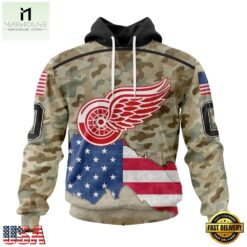 NHL Detroit Red Wings Specialized Kits For United State With Camo Color Hoodie, T Shirt , NHL 3D Game Day Tee Nhl Detroit Red Wings Specialized Kits For United State With Camo Color Hoodie T Shirt 1