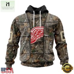 NHL Detroit Red Wings Specialized Unisex Vest Kits With Realtree Camo Hoodie, T Shirt, NHL 3D Game Day Tee Nhl Detroit Red Wings Specialized Unisex Vest Kits With Realtree Camo Hoodie T Shirt 1