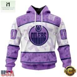 NHL Edmonton Oilers Special Lavender Fight Cancer Hoodie, T Shirt , NHL 3D Game Day Tee Nhl Edmonton Oilers Special Lavender Fight Cancer Hoodie T Shirt 1