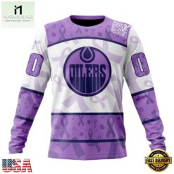 NHL Edmonton Oilers Special Lavender Fight Cancer Hoodie, T Shirt , NHL 3D Game Day Tee Nhl Edmonton Oilers Special Lavender Fight Cancer Hoodie T Shirt 4