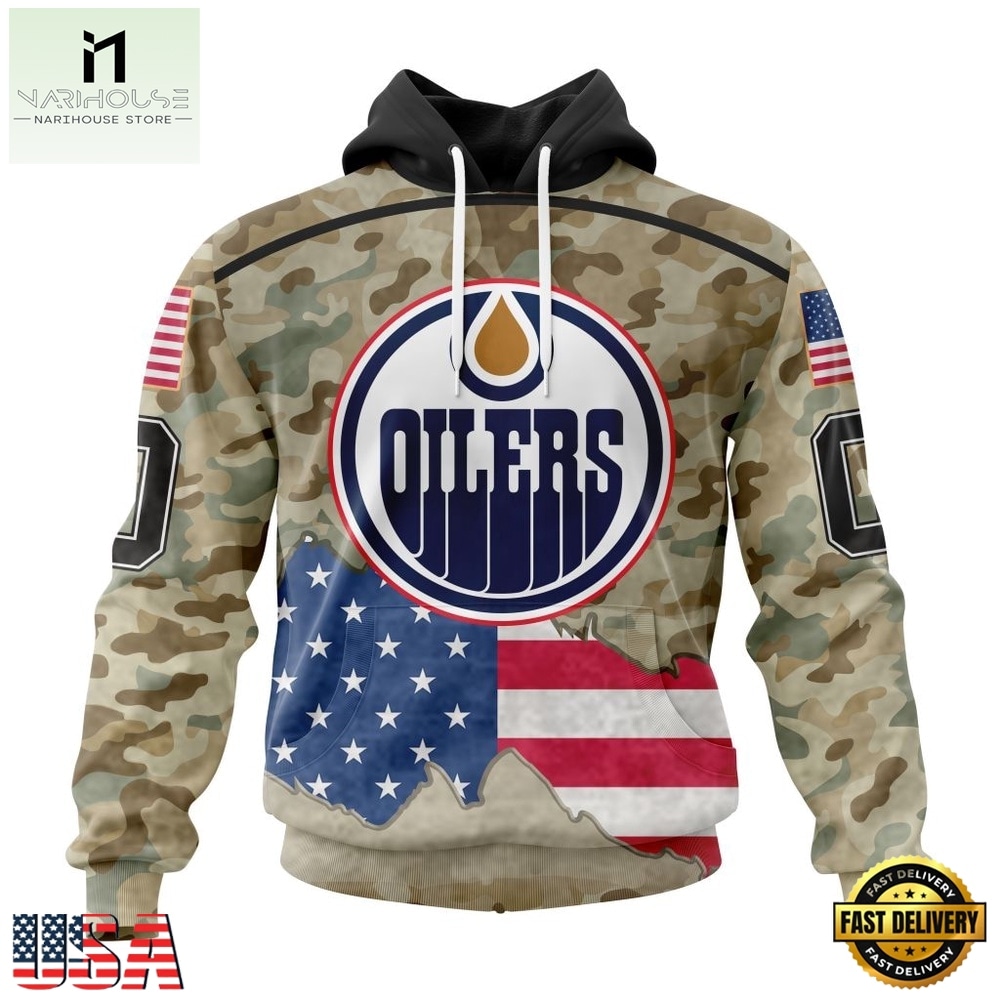 NHL Edmonton Oilers Specialized Kits For United State With Camo Color Hoodie, T Shirt , NHL 3D Game Day Tee Nhl Edmonton Oilers Specialized Kits For United State With Camo Color Hoodie T Shirt 1