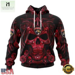 NHL Florida Panthers Special Design Halloween With Skull Art Hoodie, T Shirt , NHL 3D Game Day Tee Nhl Florida Panthers Special Design Halloween With Skull Art Hoodie T Shirt 1