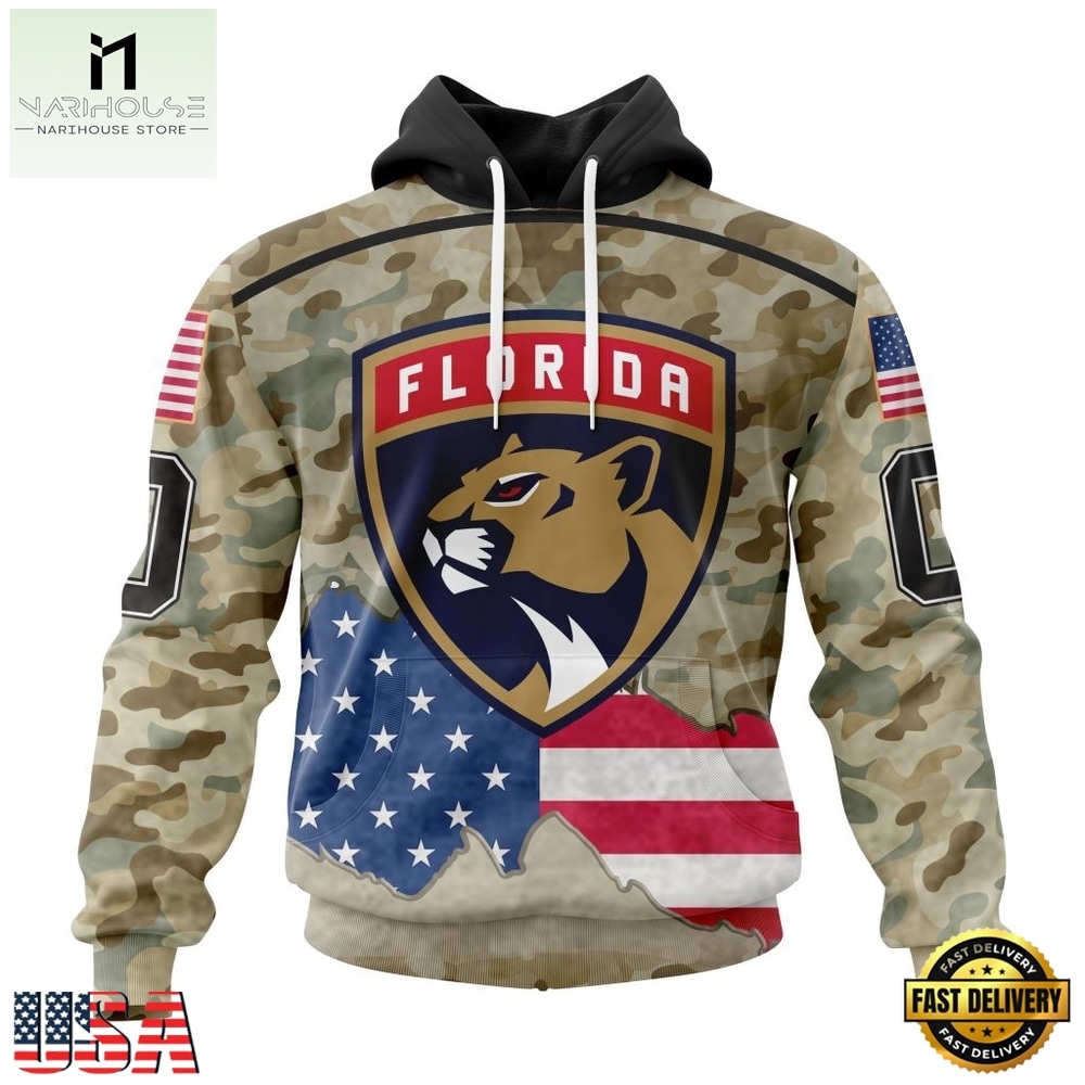 NHL Florida Panthers Specialized Kits For United State With Camo Color Hoodie, T Shirt , NHL 3D Game Day Tee Nhl Florida Panthers Specialized Kits For United State With Camo Color Hoodie T Shirt 1