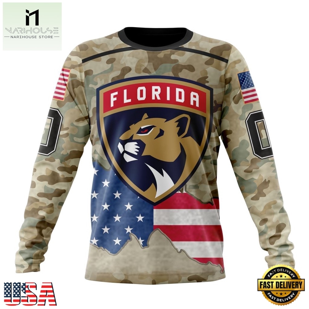 NHL Florida Panthers Specialized Kits For United State With Camo Color Hoodie, T Shirt , NHL 3D Game Day Tee Nhl Florida Panthers Specialized Kits For United State With Camo Color Hoodie T Shirt 3