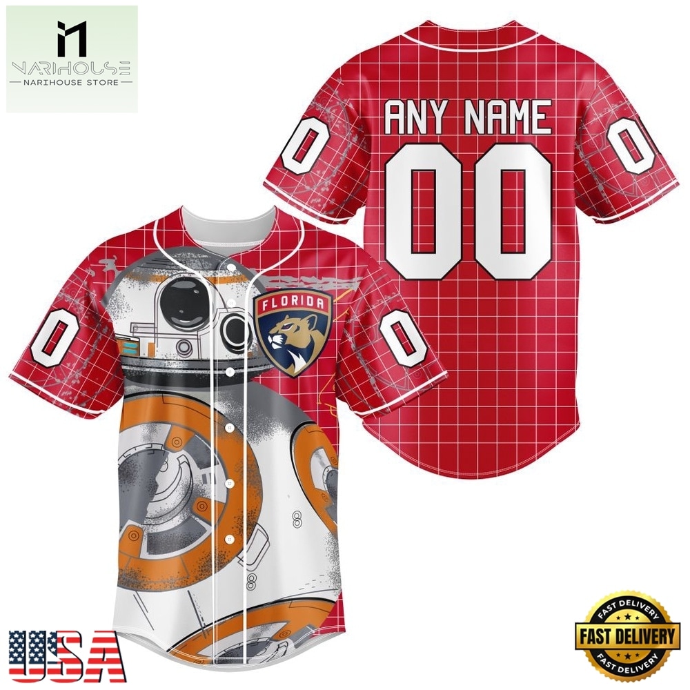 NHL Florida Panthers x BB 8 D Star War Baseball Jersey , NHL Graphic Baseball Jersey NHL Florida Panthers x BB 8 D Star War Baseball Jersey , NHL Graphic Baseball Jersey