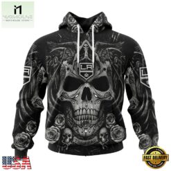 NHL Los Angeles Kings Special Design Halloween With Skull Art Hoodie, T Shirt , NHL 3D Game Day Tee Nhl Los Angeles Kings Special Design Halloween With Skull Art Hoodie T Shirt 1