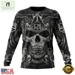 NHL Los Angeles Kings Special Design Halloween With Skull Art Hoodie, T Shirt , NHL 3D Game Day Tee Nhl Los Angeles Kings Special Design Halloween With Skull Art Hoodie T Shirt 3