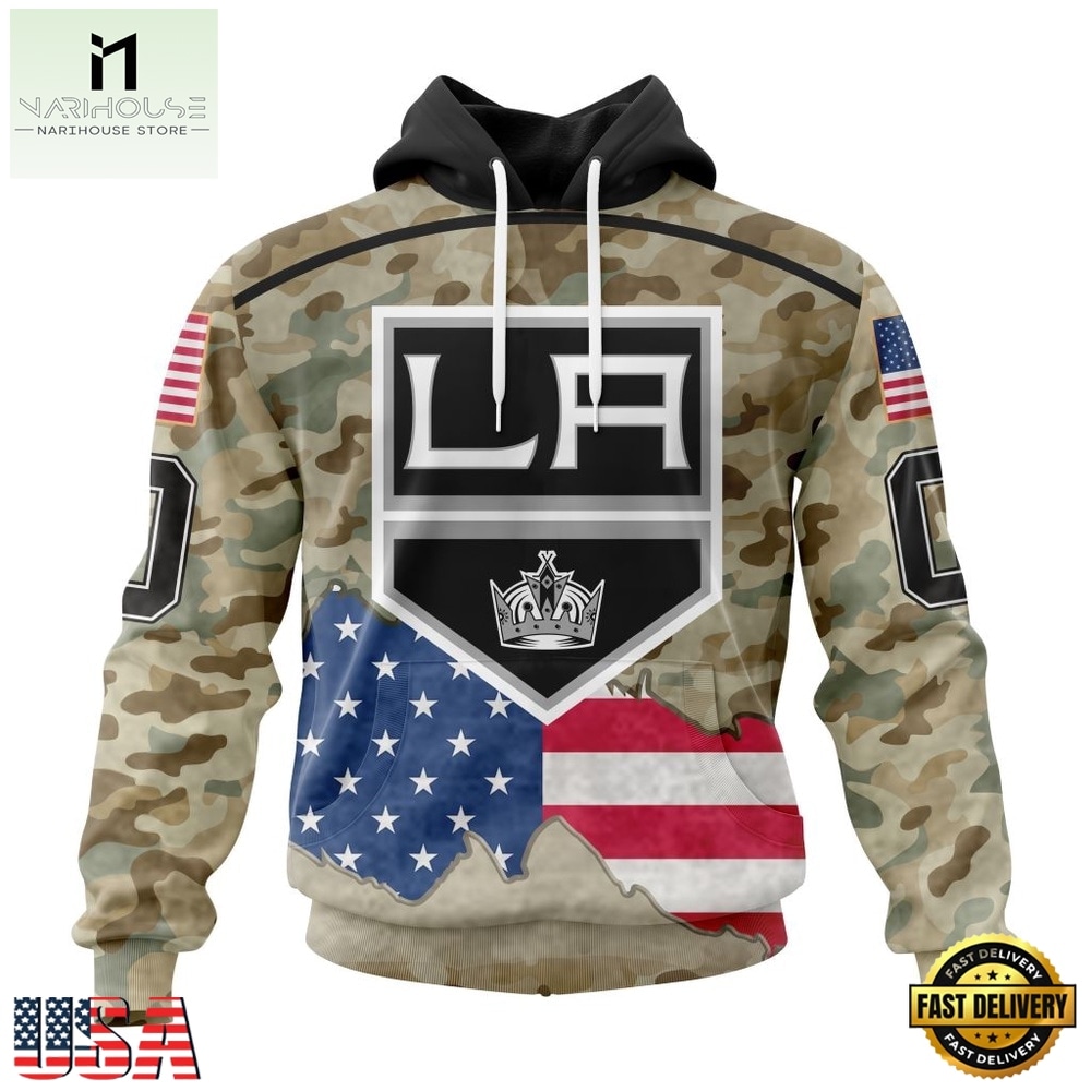 NHL Los Angeles Kings Specialized Kits For United State With Camo Color Hoodie, T Shirt , NHL 3D Game Day Tee Nhl Los Angeles Kings Specialized Kits For United State With Camo Color Hoodie T Shirt 1