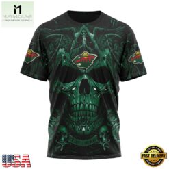 NHL Minnesota Wild Special Design Halloween With Skull Art Hoodie, T Shirt , NHL 3D Game Day Tee Nhl Minnesota Wild Special Design Halloween With Skull Art Hoodie T Shirt 4