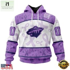 NHL Minnesota Wild Special Lavender Fight Cancer Hoodie, T Shirt , NHL 3D Game Day Tee Nhl Minnesota Wild Special Lavender Fight Cancer Hoodie T Shirt 1