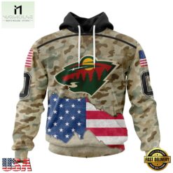 NHL Minnesota Wild Specialized Kits For United State With Camo Color Hoodie, T Shirt , NHL 3D Game Day Tee Nhl Minnesota Wild Specialized Kits For United State With Camo Color Hoodie T Shirt 1