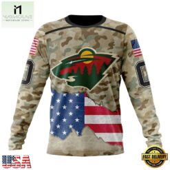 NHL Minnesota Wild Specialized Kits For United State With Camo Color Hoodie, T Shirt , NHL 3D Game Day Tee Nhl Minnesota Wild Specialized Kits For United State With Camo Color Hoodie T Shirt 3
